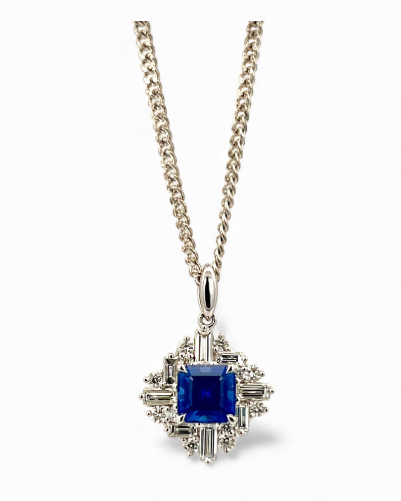 Baguette sapphire pendant
