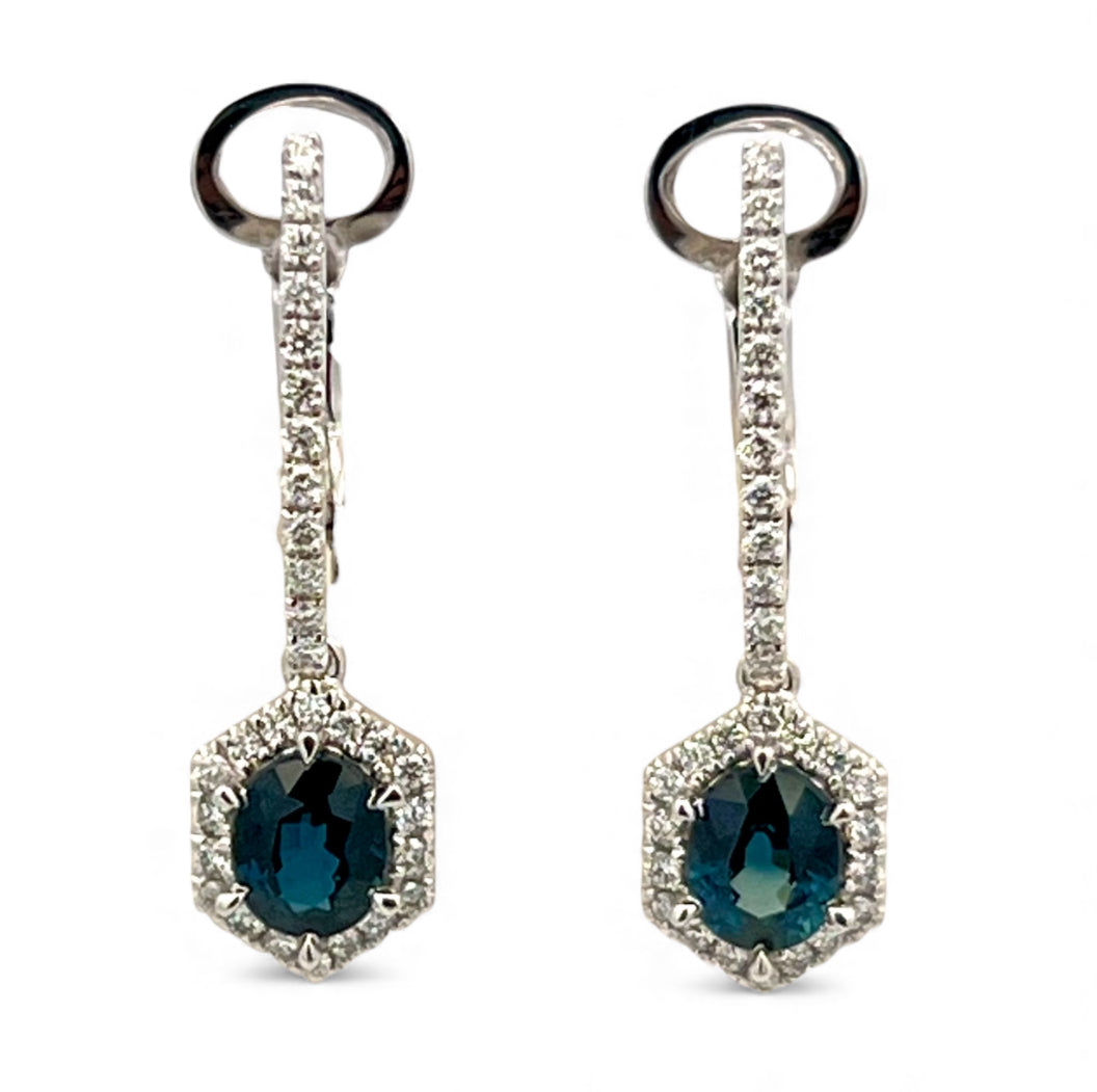 Sapphire huggie drop earrings