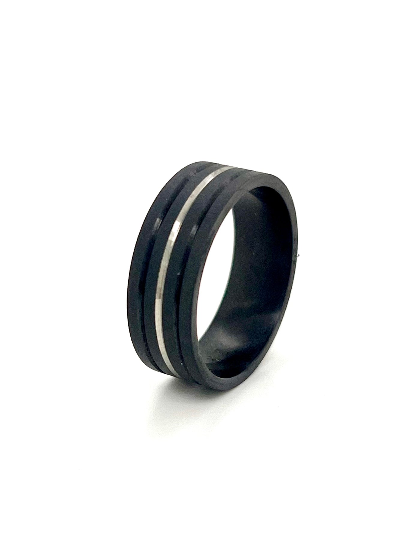 Grey Stripe Zirconium Band