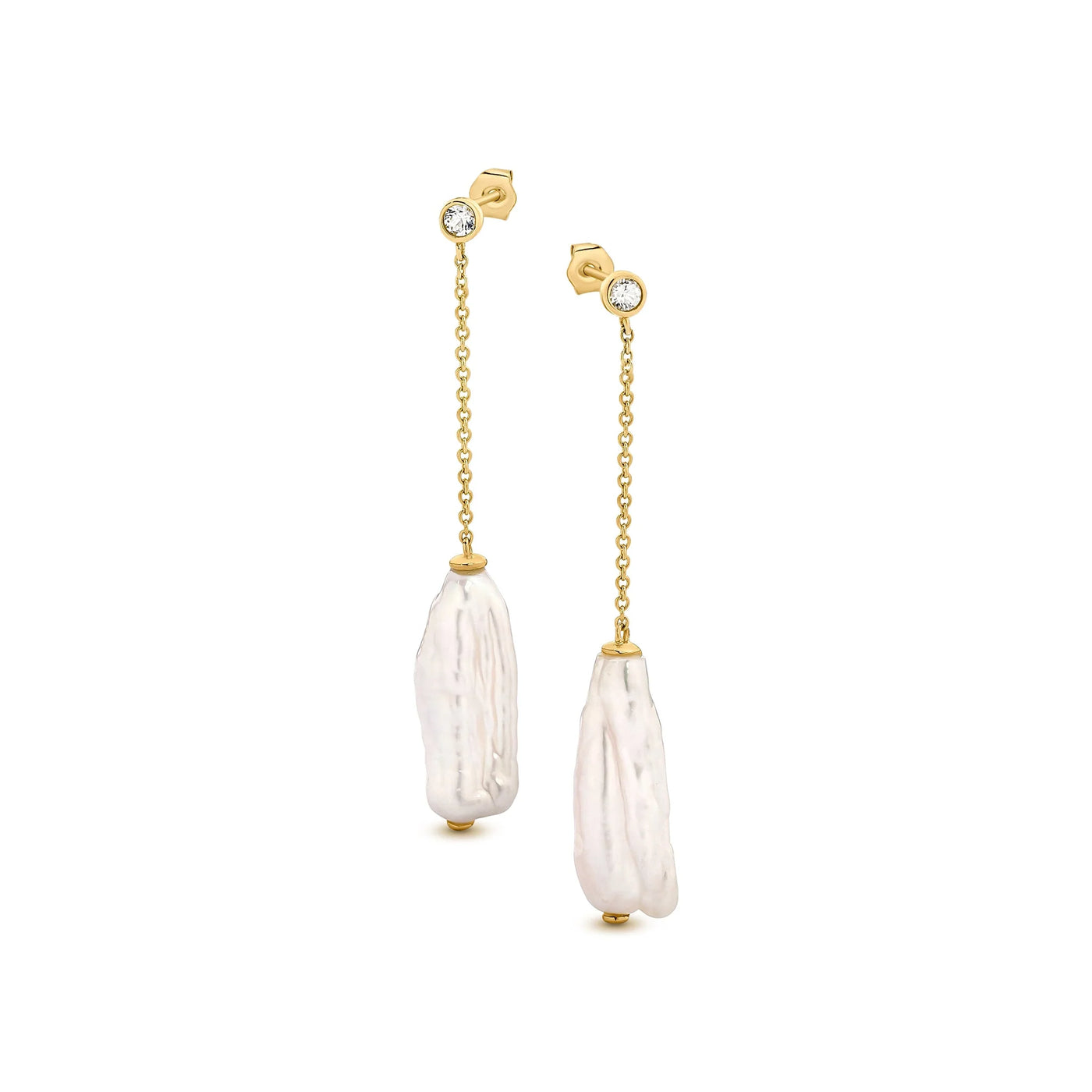 Freshwater Baroque Pearl & White Topaz Earrings