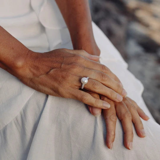 Freshwater Pearl & CZ Ring