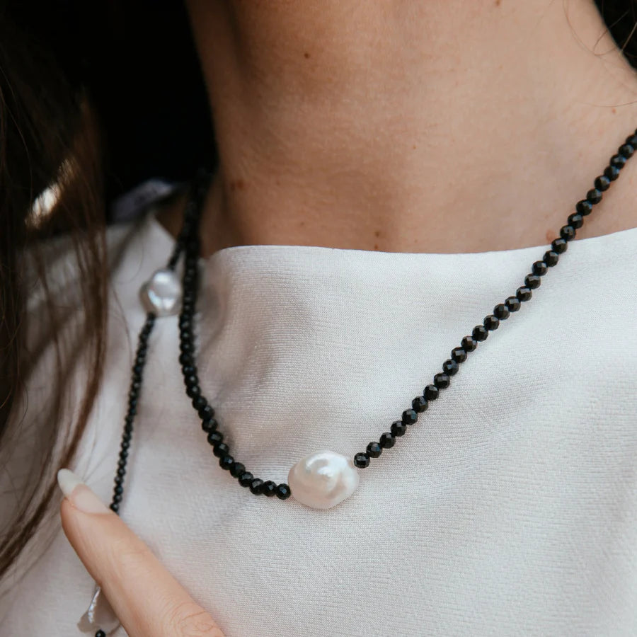 Black Spinel & Keshi Pearl Necklace