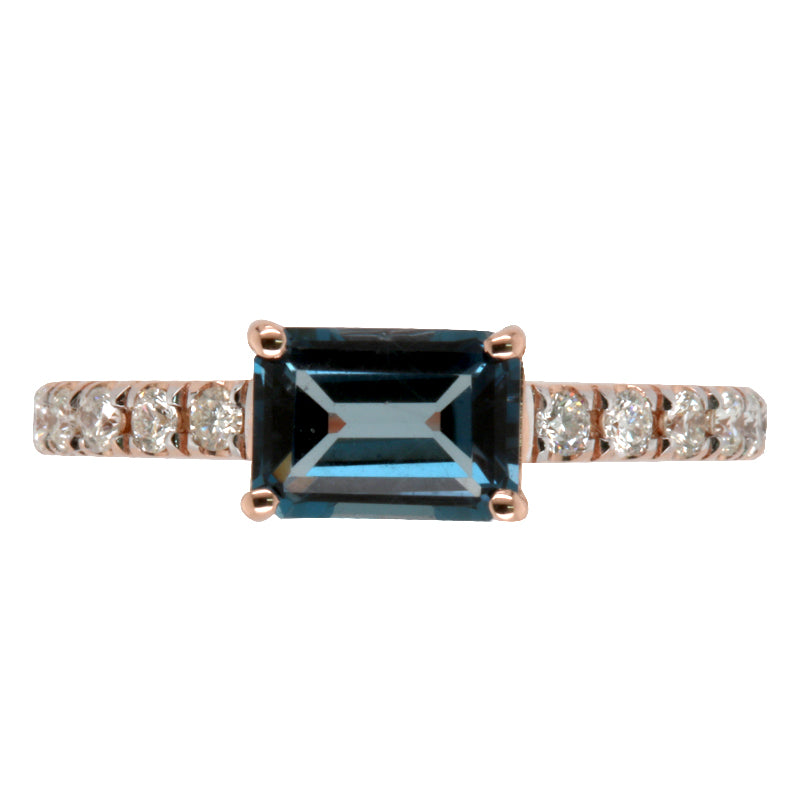 Emerald Cut Topaz & Diamond Ring