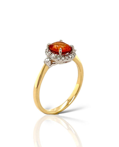 Spessartite Garnet & Diamond Ring