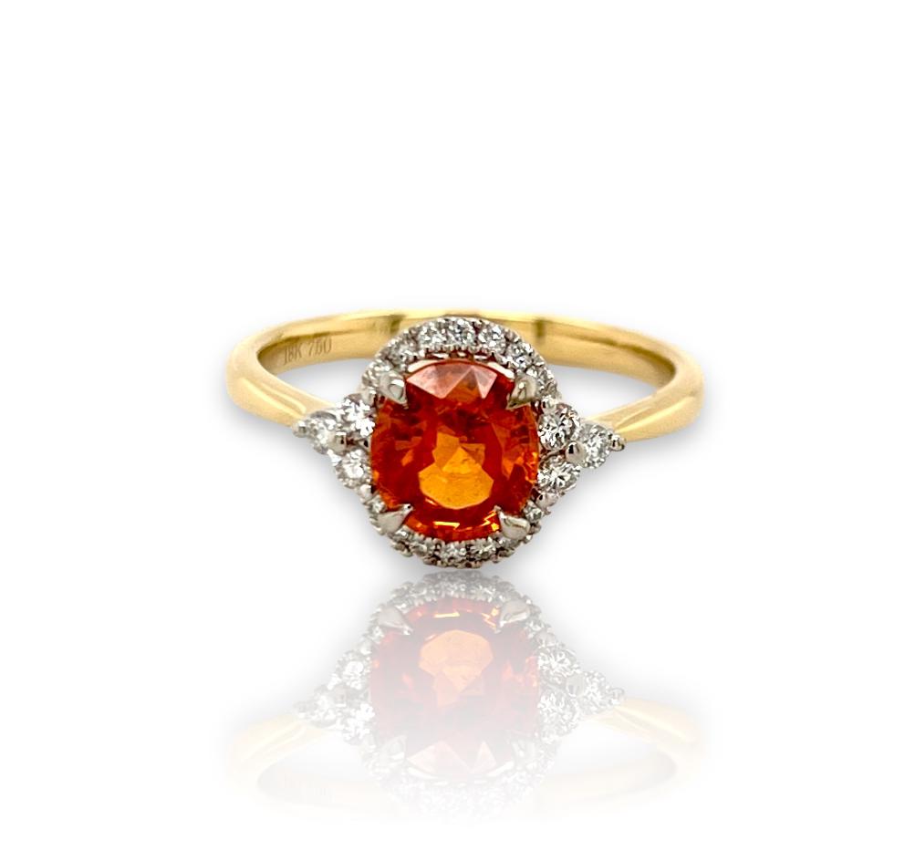 Spessartite Garnet & Diamond Ring