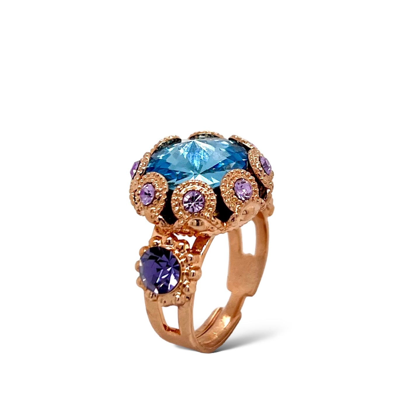 Blue & Purple Pastel Crystal Ring