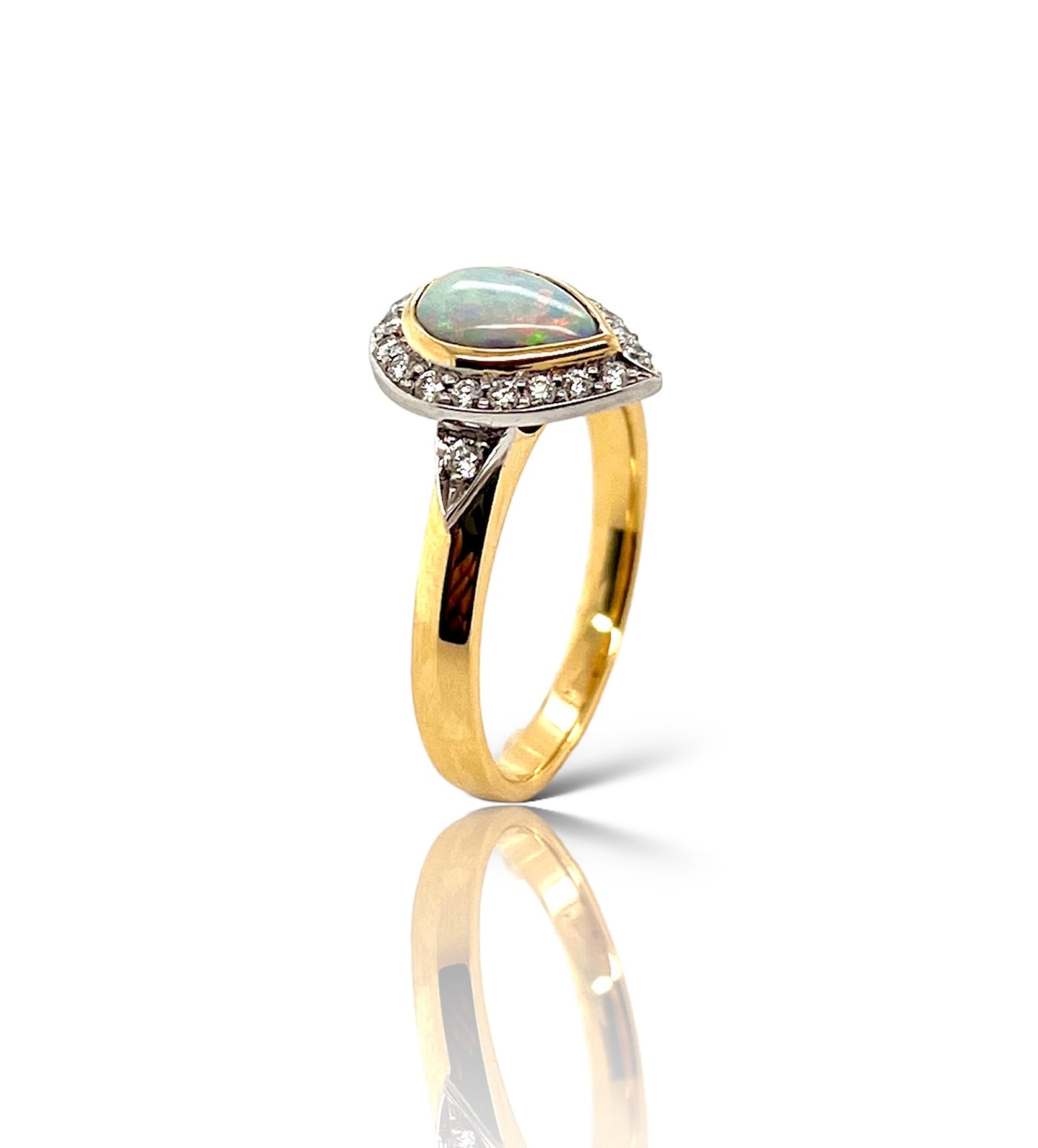 Pear Opal & Diamond Ring