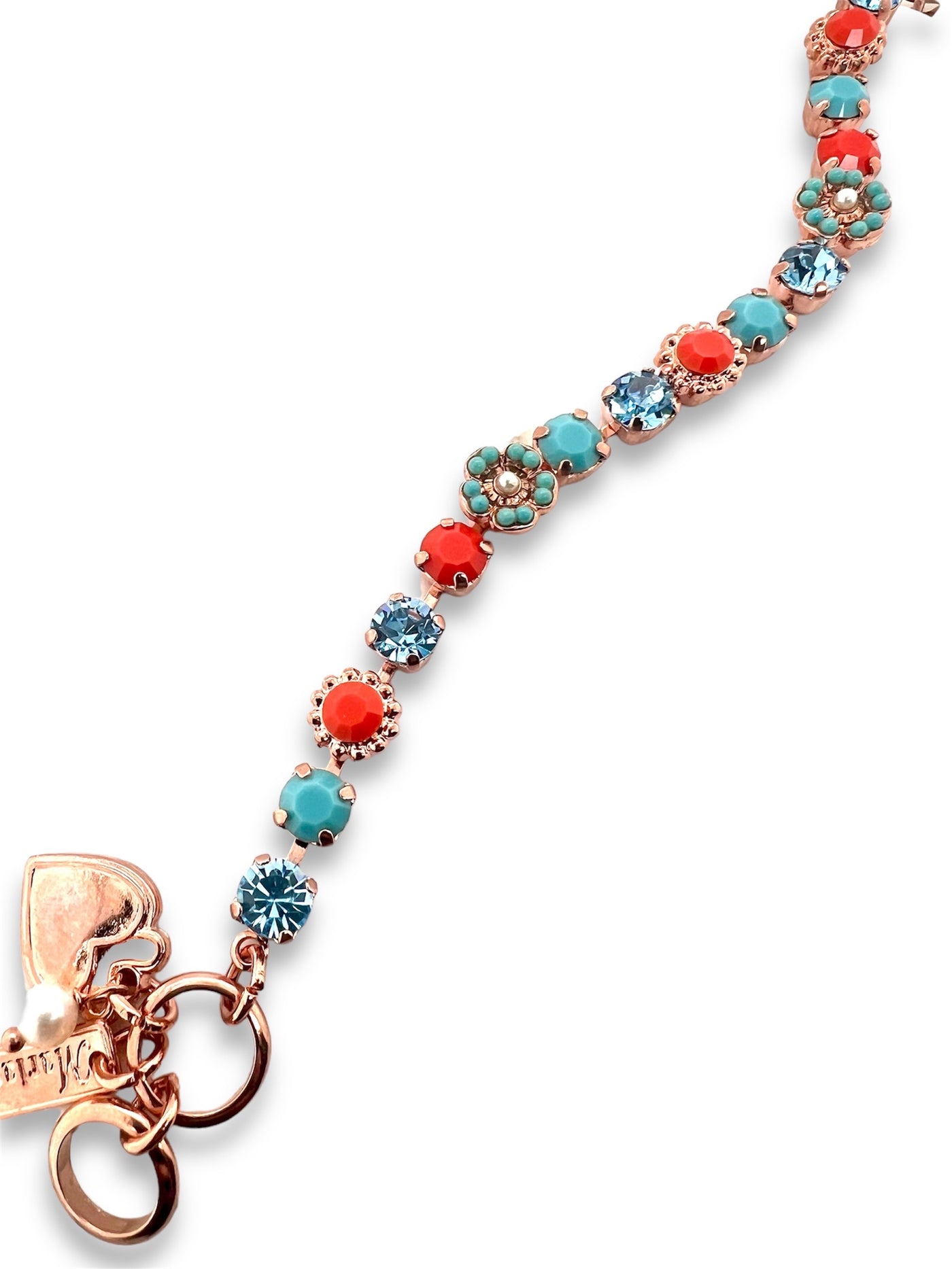 Orange, Turquoise & Pearl Bracelet