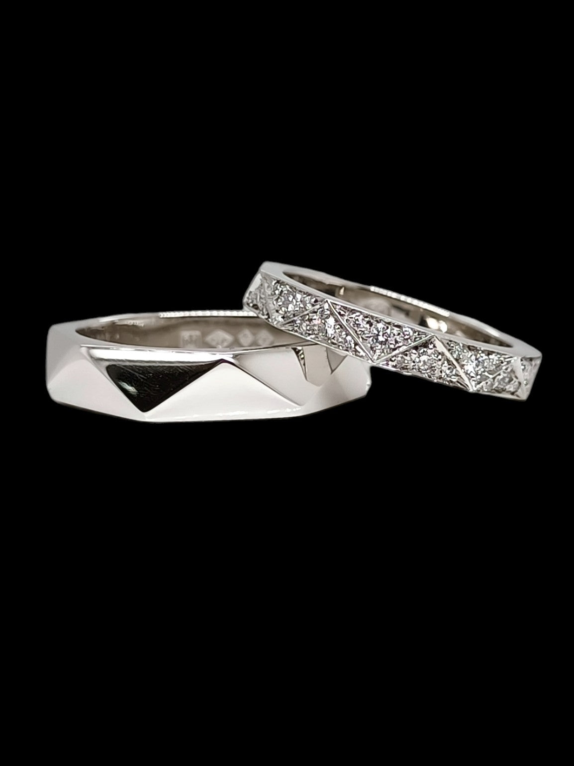 Faceted Platinum Wedding Bands