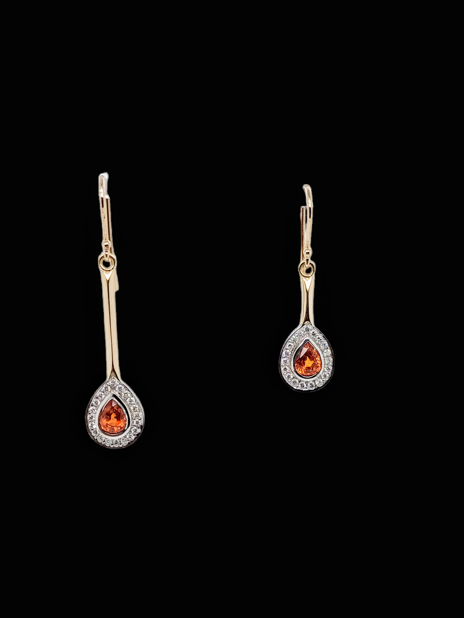 Spessartite Garnet & Diamond Earrings