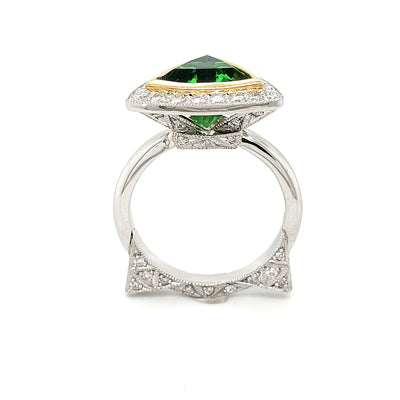 Green Tourmaline Platinum Ring
