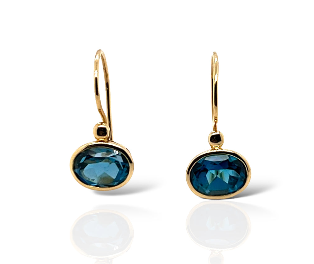 Horizontal london blue topaz earrings