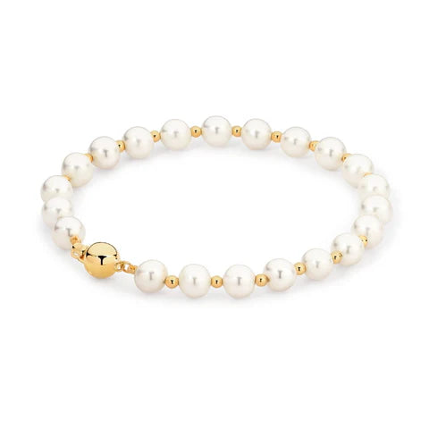 Pearl and gold bead bracelet