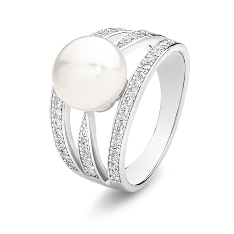 Freshwater Pearl & Cubic Zirconia Ring